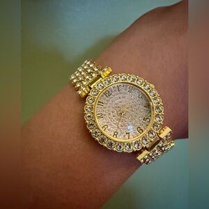 Stunning Gold Crystal-Embellished Women's Watch